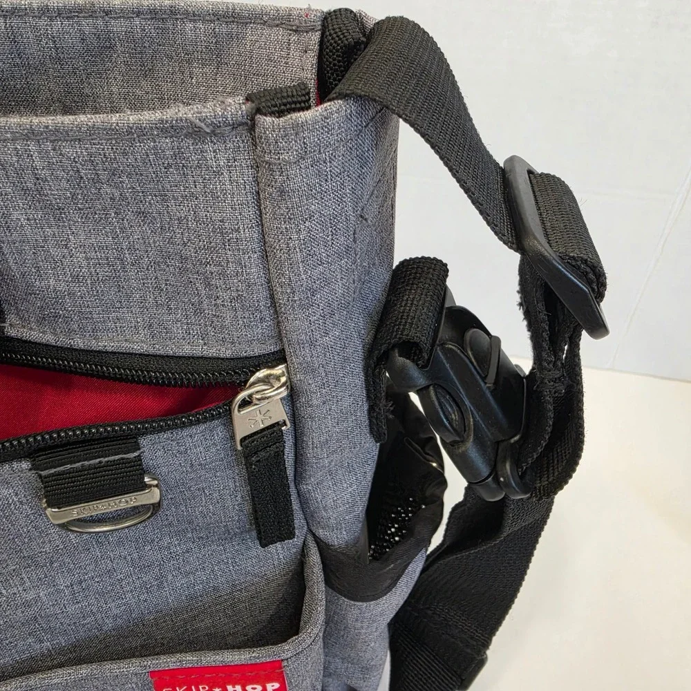 Skip Hop Heather Gray Diaper Bag Duo Signature Tote Crossbody Multi Pocket